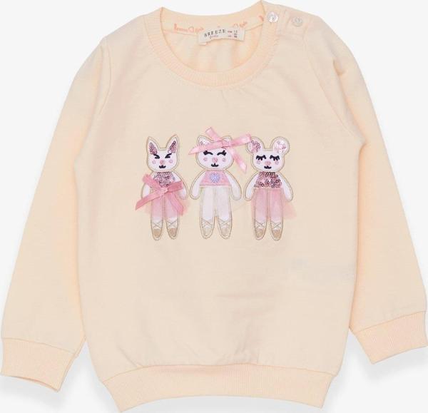 Breeze Kız Çocuk Sweatshirt Hayvancık Baskılı 1.5-5 Yaş, Krem - Image 1