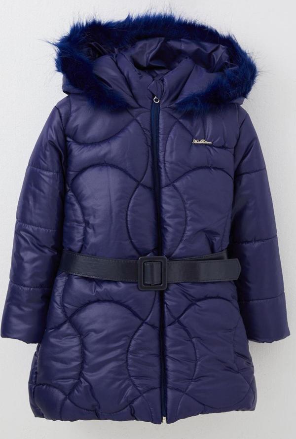 Miss Pallone Kız Çocuk Mont Kemerli Şapkası Kürklü 7-10 Yaş, Mor - Image 1