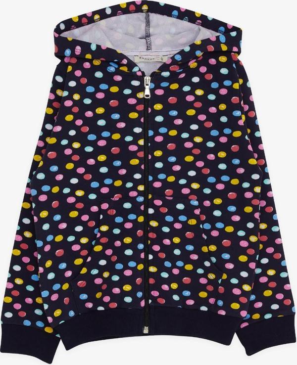 Breeze Kız Bebek Hırka Renkli Puantiye Desenli 9 Ay-3 Yaş, Lacivert - Image 1