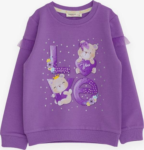 Breeze Kız Çocuk Sweatshirt Ayıcık Baskılı 1-4 Yaş, Lila - Image 1
