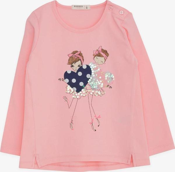 Breeze Kız Çocuk Uzun Kollu Tişört Pullu Kız Baskılı 2-6 Yaş, Pembe - Image 1