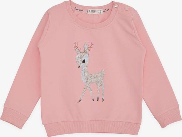 Breeze Kız Çocuk Sweatshirt Sevimli Ceylan Baskılı 1.5-5 Yaş, Pembe - Image 1
