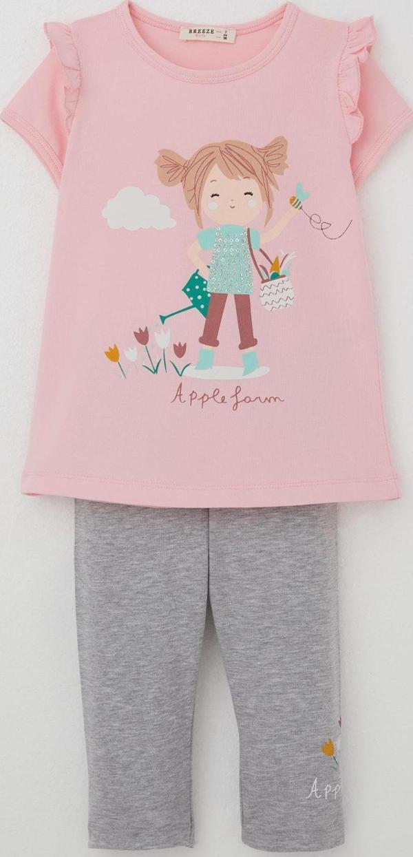 Breeze Kız Çocuk Kapri Taytlı Takım Çifti Kız Baskılı 1-4 Yaş, Pembe - Image 1