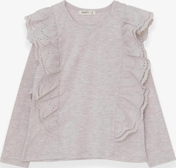 Breeze Kız Çocuk Bluz Güpürlü 5-10 Yaş, Bej Melanj - Image 1