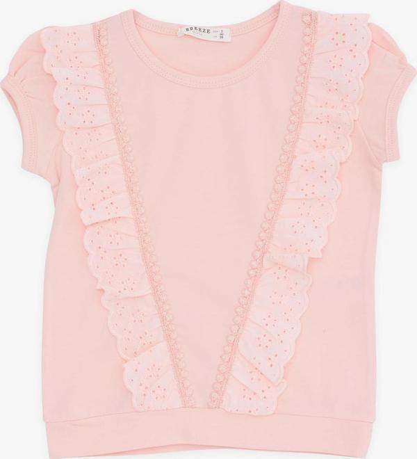 Breeze Kız Çocuk Tişört Güpürlü 1.5-5 Yaş, Somon - Image 1