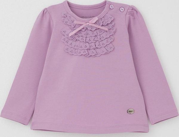 Breeze Kız Bebek Uzun Kollu Tişört Güpürlü Fiyonklu 6 Ay-2 Yaş, Eflatun - Image 1