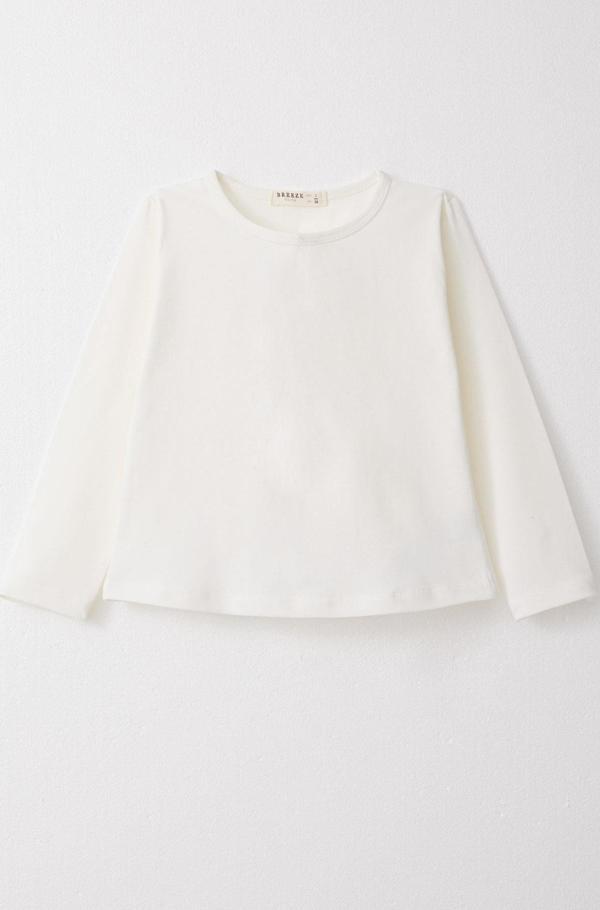 Breeze Kız Çocuk Uzun Kollu Tişört Basic 3-7 Yaş, Ekru - Image 1