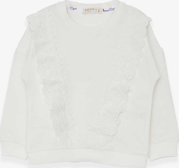 Breeze Kız Çocuk Sweatshirt Güpürlü 1.5-5 Yaş, Ekru - Image 1