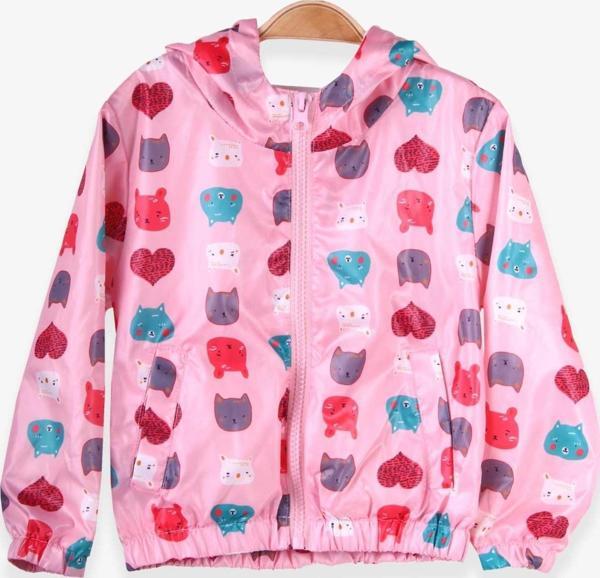 Breeze Kız Çocukyağmurluk Renkli Hayvancık Desenli 1-6 Yaş, Pudra - Image 1