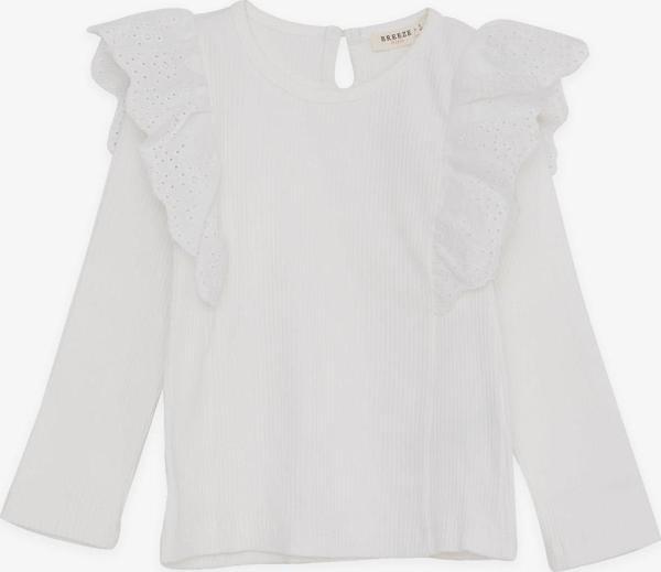 Breeze Kız Çocuk Uzun Kollu Tişört Güpürlü 3-8 Yaş, Ekru - Image 1