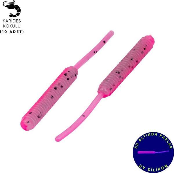 Silikon Kurt Yem - LRF Yem - 1g 52mm - Fishack Wormix - 10 Adet - Pink Gray - UV Silikon - Image 1