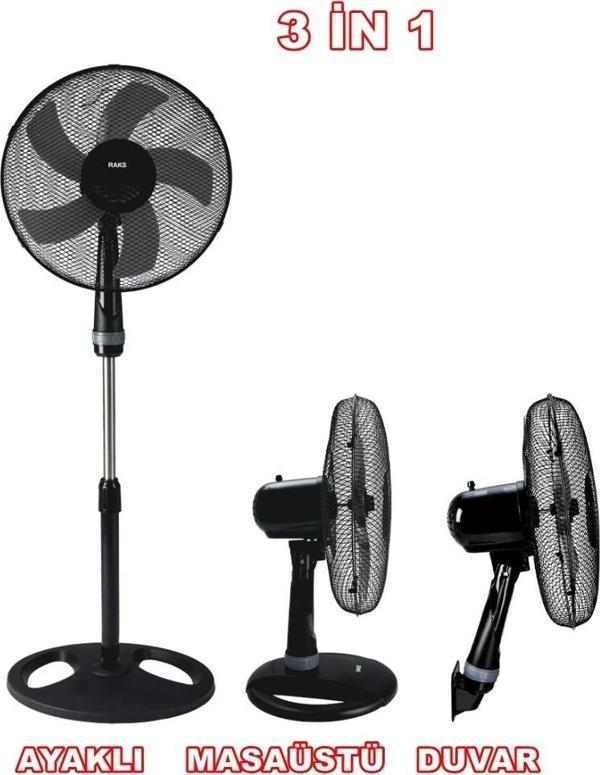 RAKS 16inç / 40cm 55w 3 ü 1 Arada Ayaklı - Duvar ve Masa Tipi Vantilatör 3 Kademe 220v - Image 1