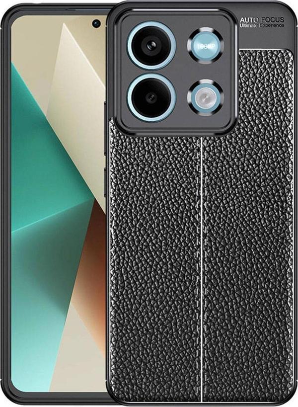 Xiaomi Redmi Note 13 4G Uyumlu Kamera Korumalı Deri Görünümlü Silikon Kılıf - Image 1