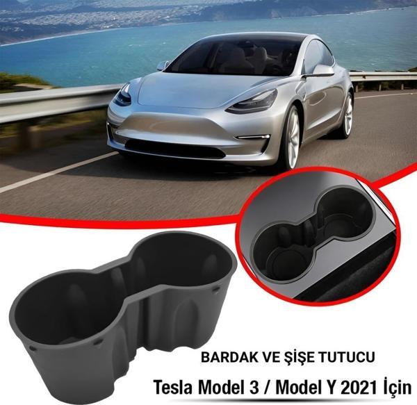 Polham Tesla Model 3 ve Model Y ile Uyumlu Bardak ve Şişe Tutucu, Temizlenebilir Çıkabilen Silikon Bardak Tutucu - Image 1