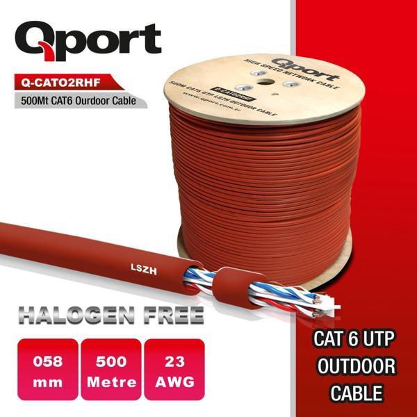 Qport 500Metre Q-Cato2Rhf Lszh 23Awg Makaralı Halogen Free Kablo - Image 1