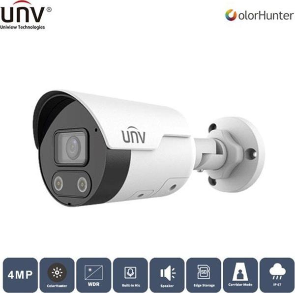 Unv Unv 4Mp Ipc2124Le-Adf28-Kmc-Wl 2.8Mm 50Mt Colorhunter Ip67 H265+ Ir Bullet Ip Kamera (Dahili Sesli Ve Hoparlörlü) - Image 1
