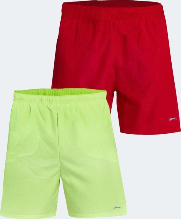 Slazenger RABI 2 li Set Erkek Mayo Kırmızı - Neon Yeşil - Image 1