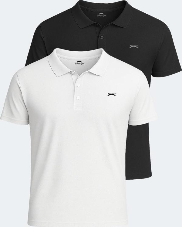 Slazenger SLOAN 2 li Set Erkek Tişört Beyaz - Siyah - Image 1