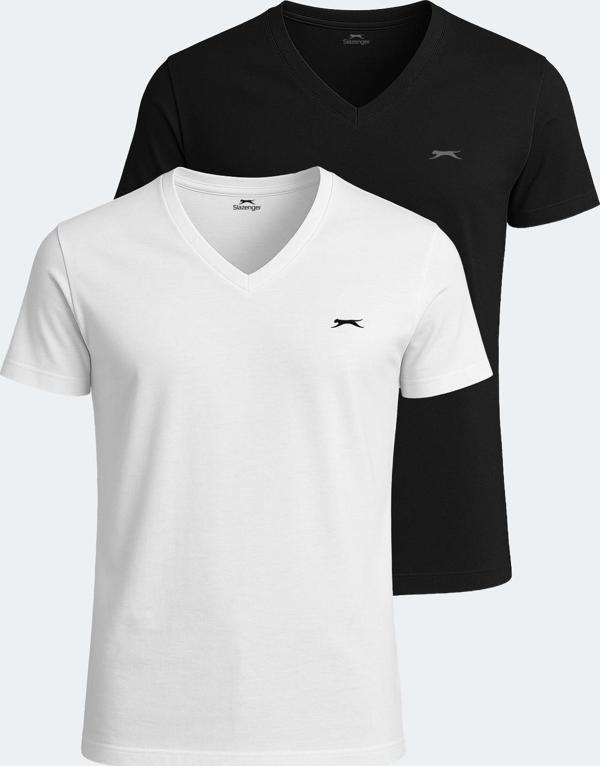 Slazenger SARGON 2 li Set Erkek Tişört Beyaz - Siyah - Image 1
