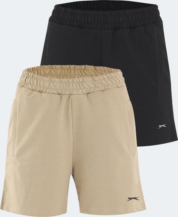 Slazenger RAMLAH 2 li Set Kadın Şort Siyah - Bej - Image 1