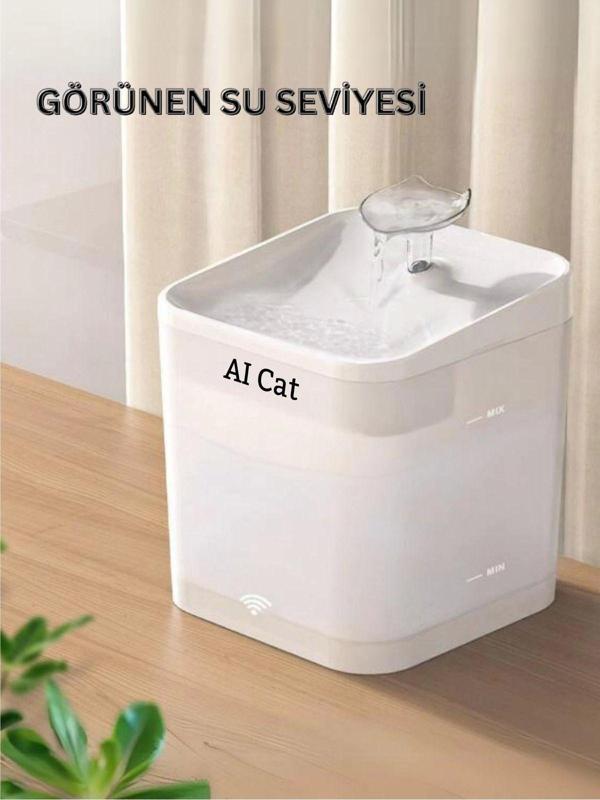 Aı Cat Akıllı Kedi Köpek Su Şelalesi Su Pınarı Su Sebili - Wifi Destekli - Uv - 2.2 Lt Otomatik Su Kabı - Image 1