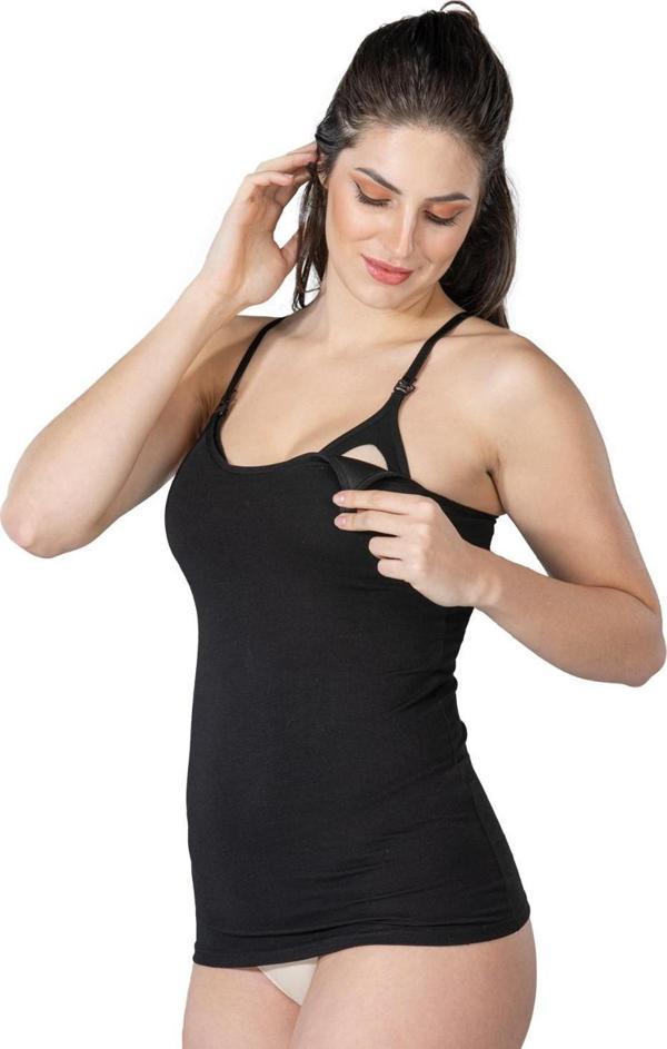 Siyah Mı Emay 1413 Modal Cotton Kaplı Emzirme Atlet - Image 1
