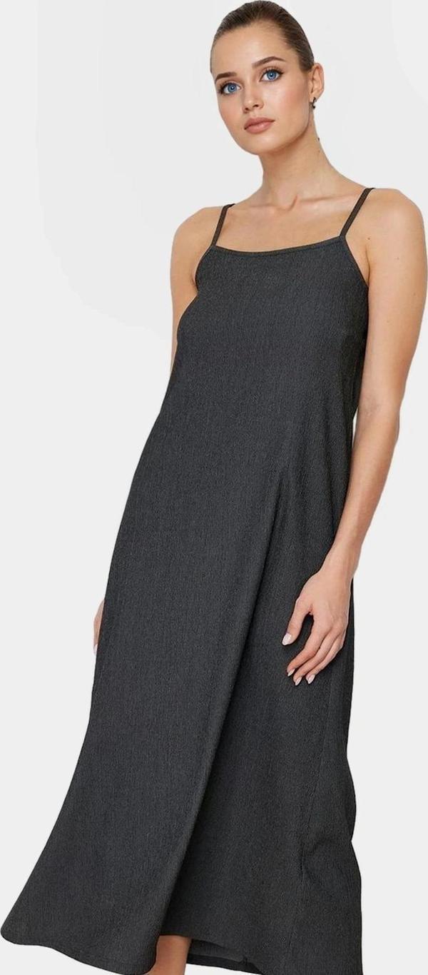 Polyester Elastan Shift Elbise Kolsuz Midi Boy Nefes Alan Kumaş Rahat Kullanım Modern Stil - Image 1