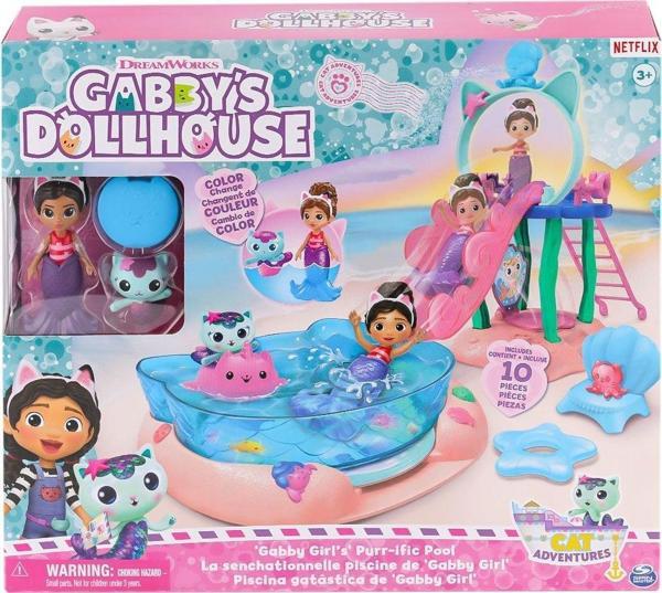 6067878 Gabbys Dollhouse Gabby ve Mercat Purr-ific Havuz Oyun Seti - Image 1