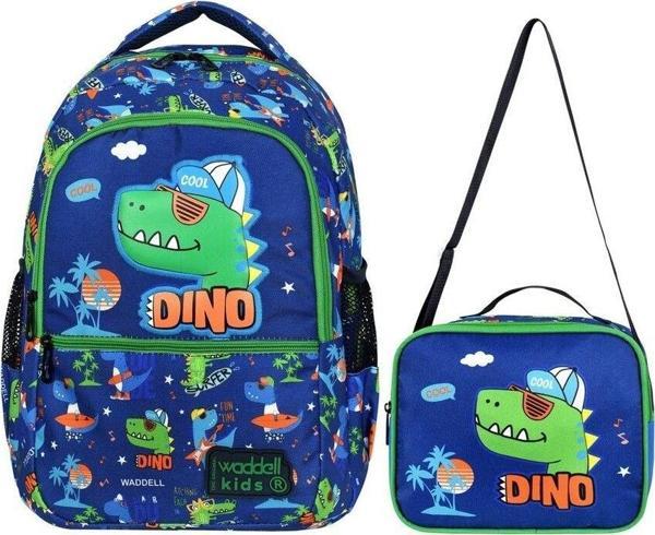 WADDELL Dino Desenli Embos Ilkokul Çantası Beslenme Çantalı 24201 - Image 1