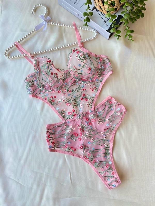 Çiçek Dal Desenli Pembe Bodysuit - Image 1