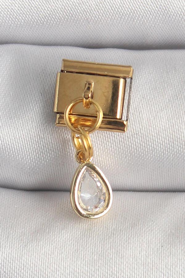 Celira Çelik Gold Renk Sallantı Damla Zirkon Taşlı Nomination - Image 1