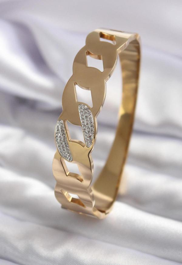 Celira Çelik Gold Renk Zincir Model Zirkon Taş Detay Kadın Kelepçe - Image 1