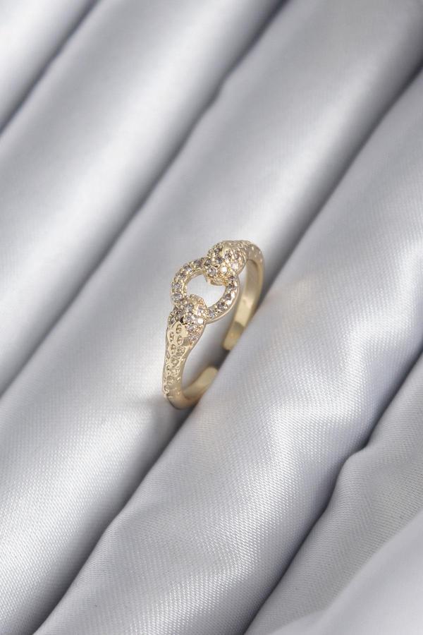 Pirinç Gold Renk Zirkon Taşlı Yılan Model Kadın Yüzük - Image 1