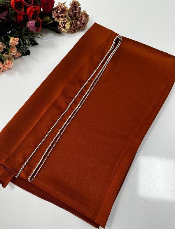 Taşlı Dubai İpeği Şal Kiremit JJ0225 - Image 1