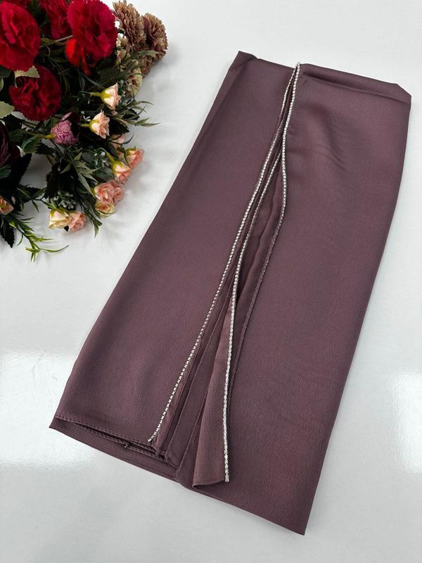 Taşlı Dubai İpeği Şal Soft Mor JJ0233 - Image 1
