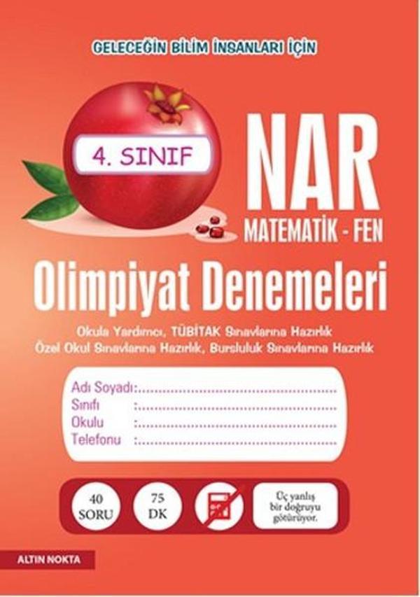 Nar Olimpiyat Denemeleri 4. Sınıf - Matematik - Fen - Altın Nokta Yayınları - Image 1