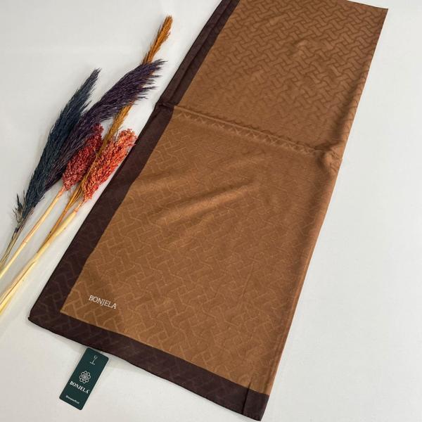 Bonjela Monogram Şal Karamel-Koyu Kahve JZ0315 - Image 1