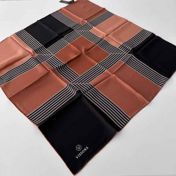 Vissona Twill İpek Eşarp Kahverengi IPK4103 - Image 1