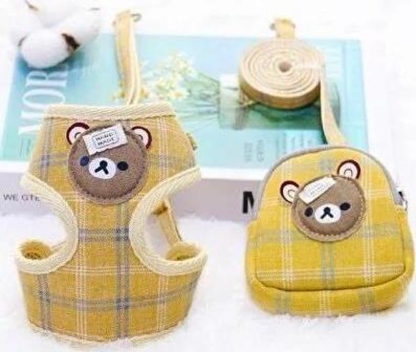 ANS 2697 Karışık Renk Köpek Logolu Cüzdanlı Gezdirmeli 4-8Kg Köpek Göğüs Tasması 1,5cm Beden M - Image 1