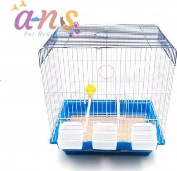 ANS B111H 3 Yemlikli Suluklu Büyük Kuş Kafesi 40cm-30cm-45cm Yük. - Image 1