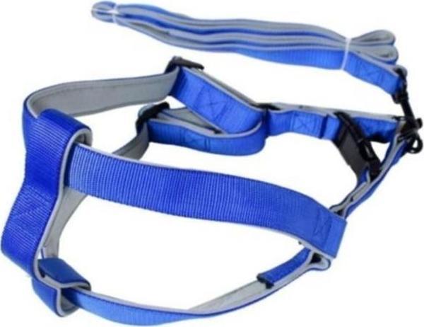ANS Yumuşak Dokulu Bel Takım Tasması L Boy Düz Mavi İç Gri 20-35 Kg Köpeklere - Image 1