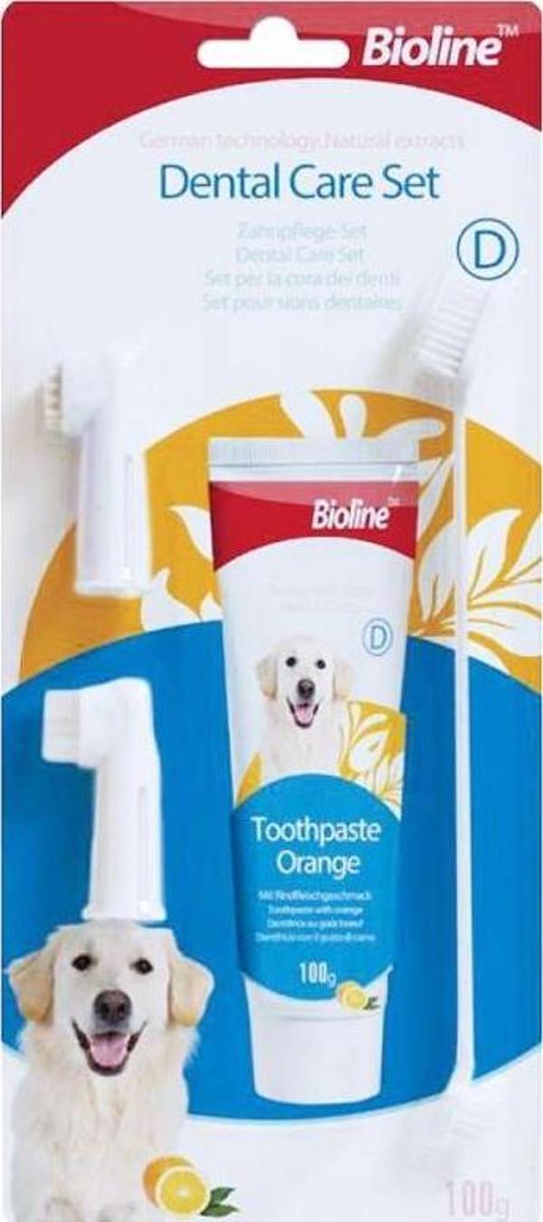 Bioline Köpek Diş Macunu Ve Diş Bakım Seti Portakal Aromalı 100 gr - Image 1