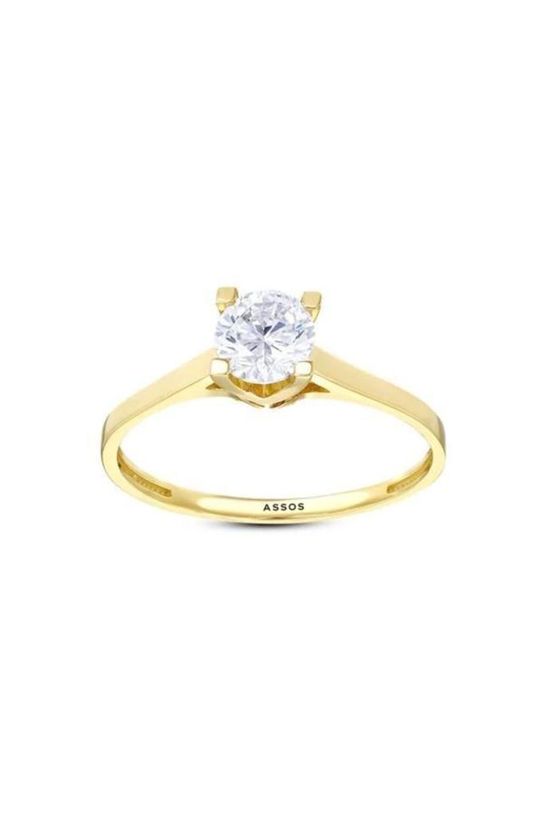 Altın Tektaş Yüzük - 14k - 1.38gr - Image 1