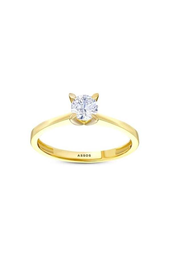 Altın Tektaş Yüzük - 14k - 2.01gr - Image 1