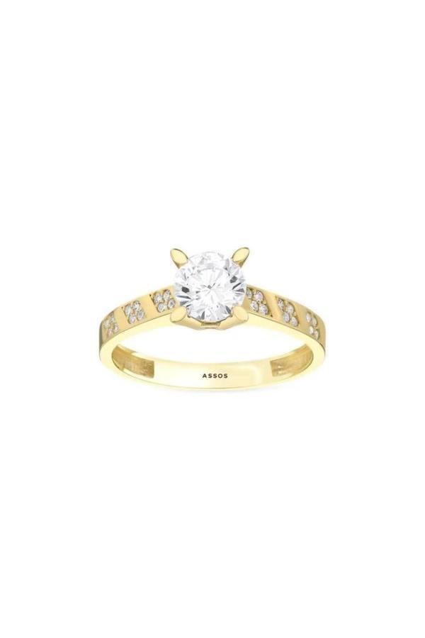 Altın Tektaş Yüzük - 14k - 2.48gr - Image 1