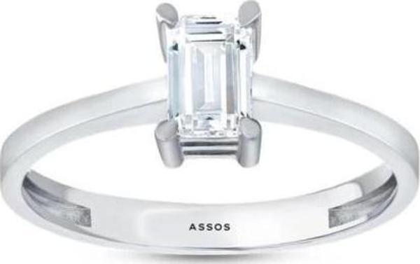 Baget Taşlı Altın Yüzük - 14k - 1.87gr - Image 1