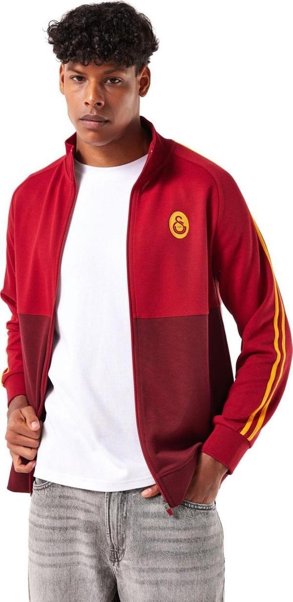 Galatasaray Orijinal Lisanslı Dik Yaka Fermuarlı Sarı Kırmızı Sweat - Image 1