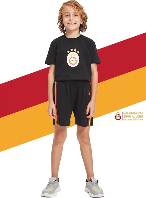 Galatasaray Orijinal Lisanslı Çocuk Şort Siyah - Image 1