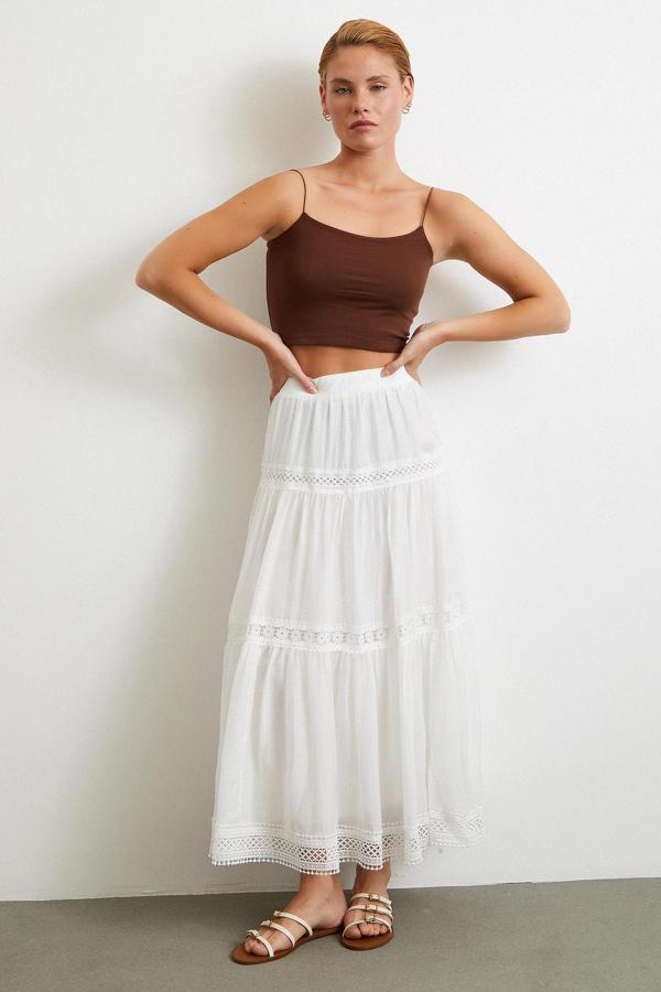 Dantelli Maxi Etek Beyaz - Image 1