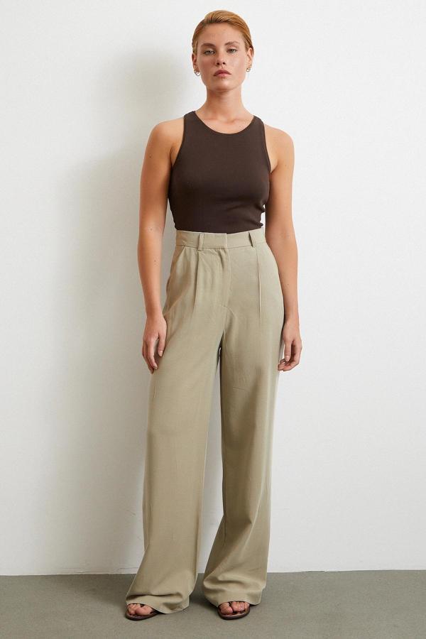 Keten Palazzo Pantolon Gri - Image 1